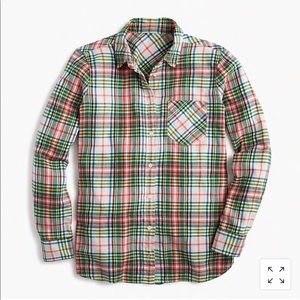 J Crew Size 8 Tartan Plaid Flannel Boyfriend